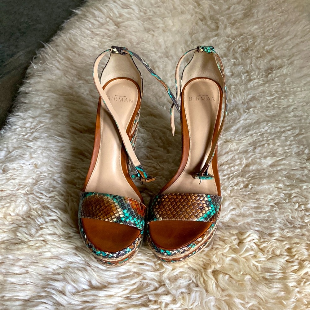 Alexandre Birman platform espadrille in green brown snake skill size 37